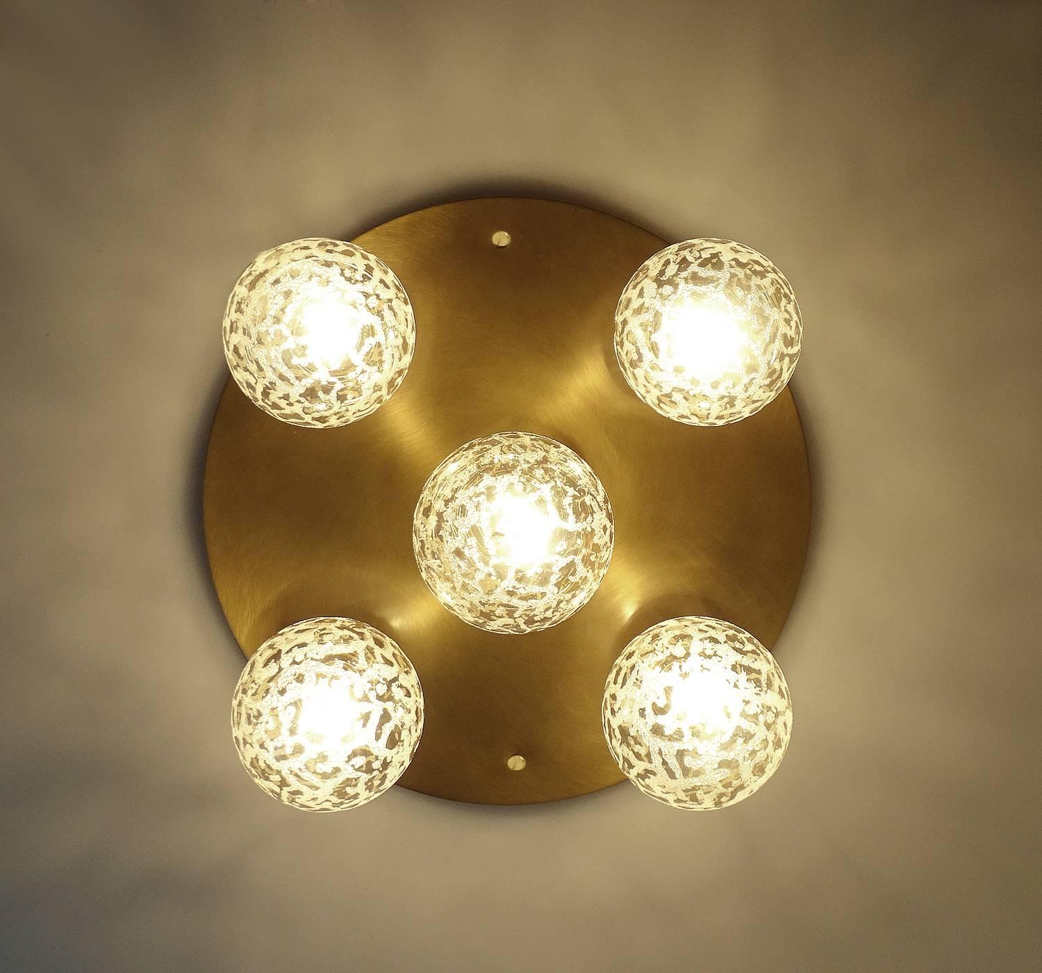 Mid Century Kaiser Burnished Brass Flush Light,  1960s For Sale 1