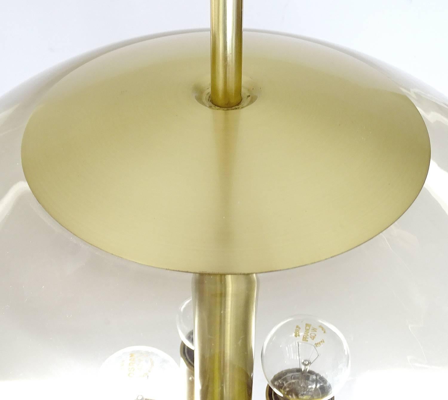 Large Mid Century Peil and Putzler Sptunik Glass Globe Chandelier, Stilnovo Styl 2