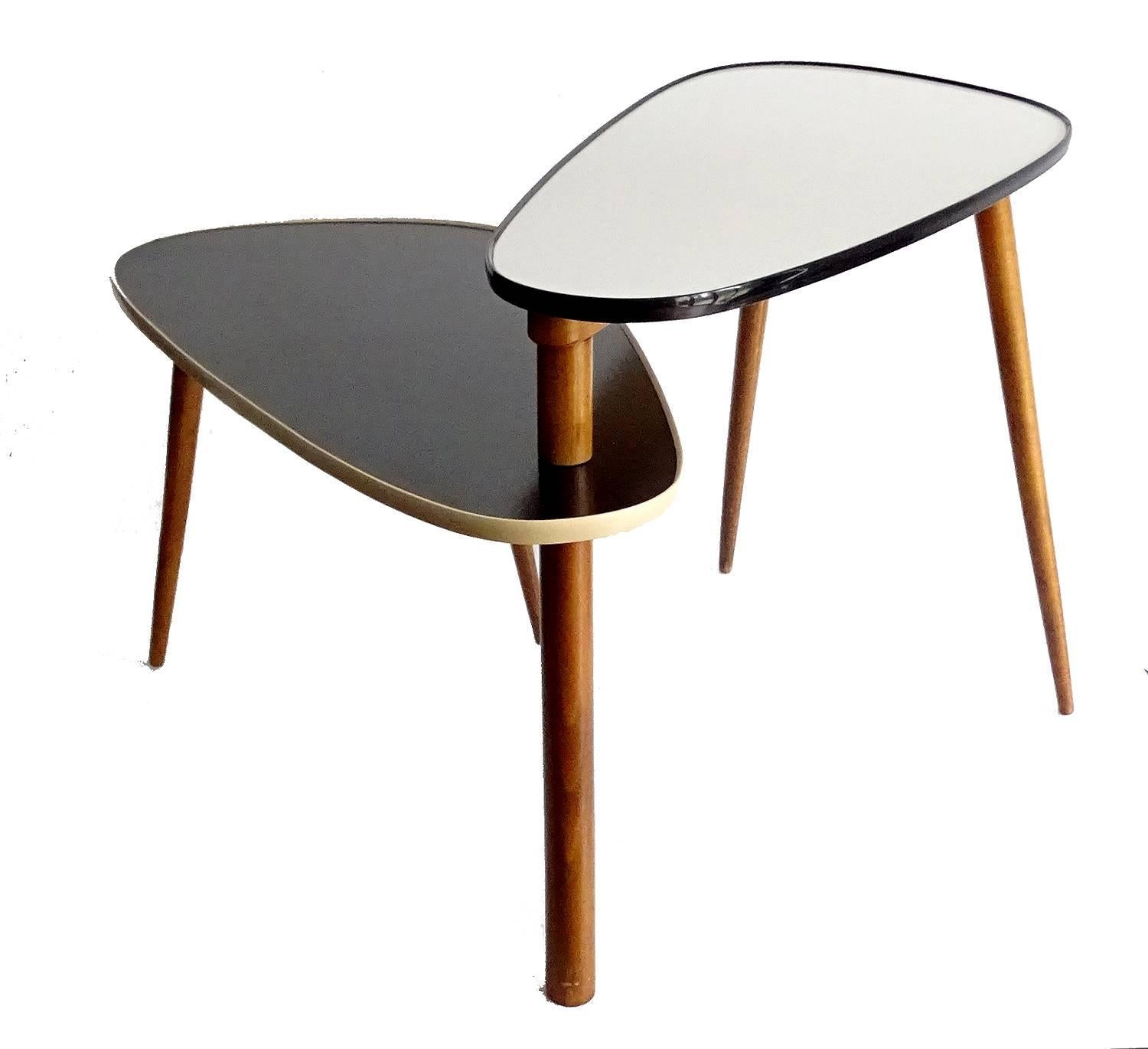 Mid-Century Modern Large Mid-Century Dual Nesting Revolving Tables, 1950s Modernist Design