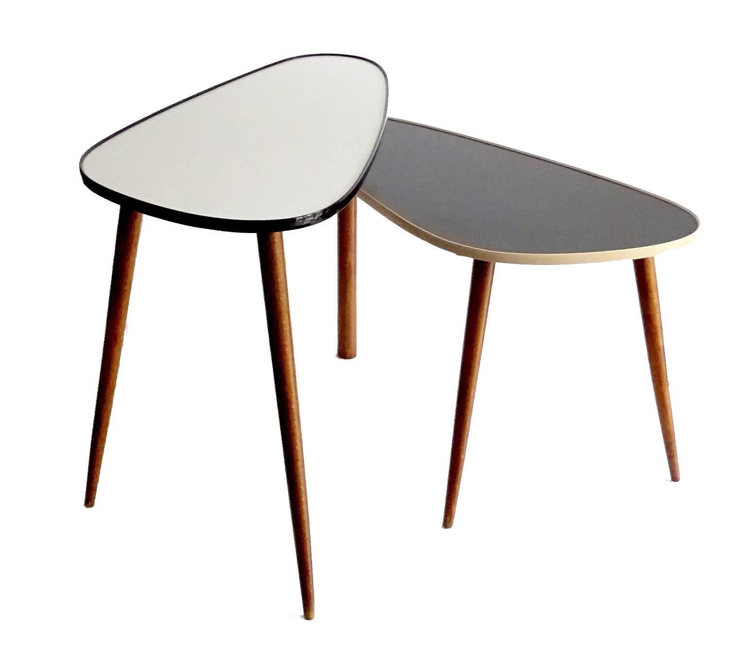 Large Mid-Century Dual Nesting Revolving Tables, 1950s Modernist Design 2