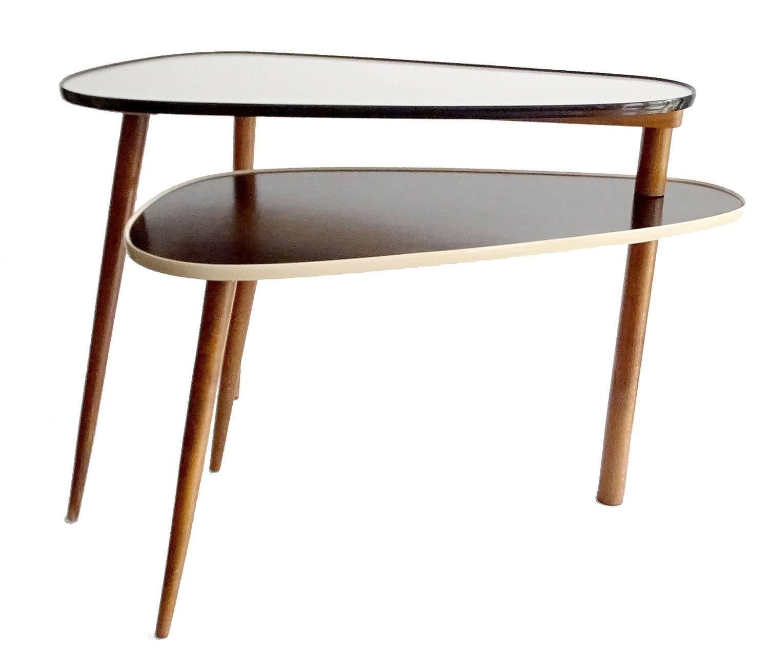 European Large Mid-Century Dual Nesting Revolving Tables, 1950s Modernist Design
