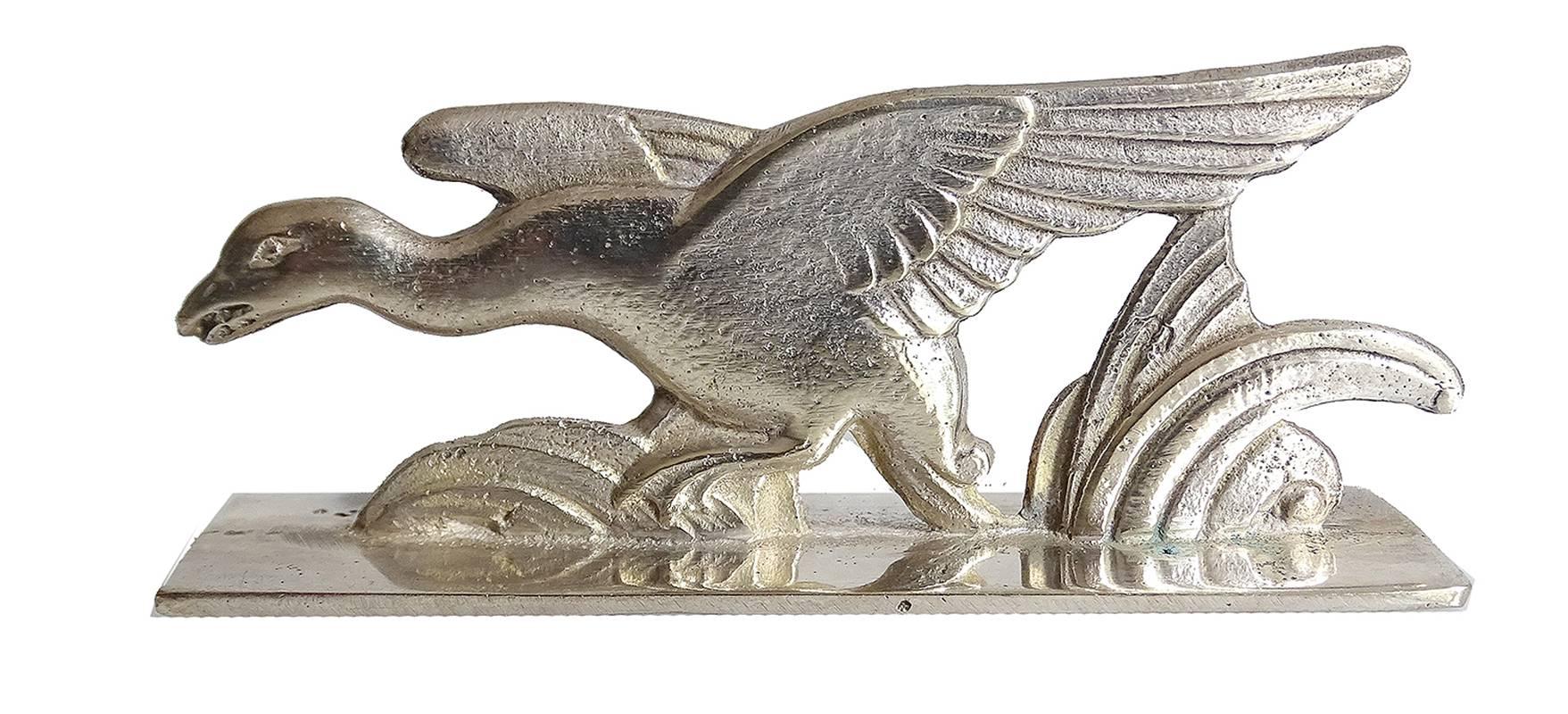 Eight French Art Deco Bronze Silver Plated Knife Rest, 1930s Modernist Design 6