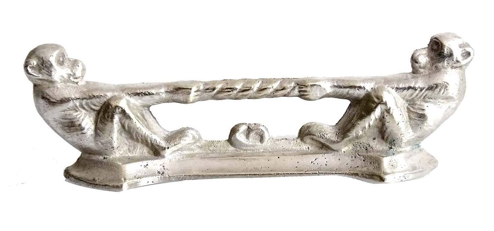 Six French Art Deco Bronze Silver Plated Knife Rest, 1930s, Modernist Design 5
