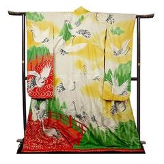 Japanese Kimono Embroidered Silk , Wedding Dress Art Deco Style 10