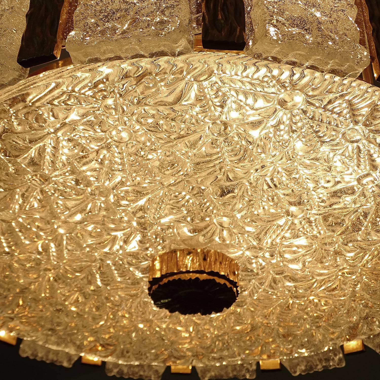  Kalmar  Bronze Murano Glass Chandelier Pendant Light, Gio Ponti Era 1