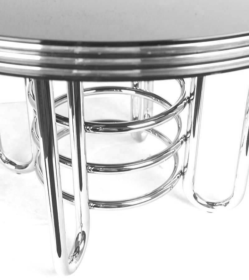 Late 20th Century Large French Art Deco Machine Age Style Coffee Side Table,  Modernist Design For Sale