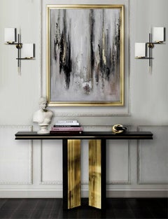 Pair Large Lunel  Brass Glass  Mirror Vanity Sconces