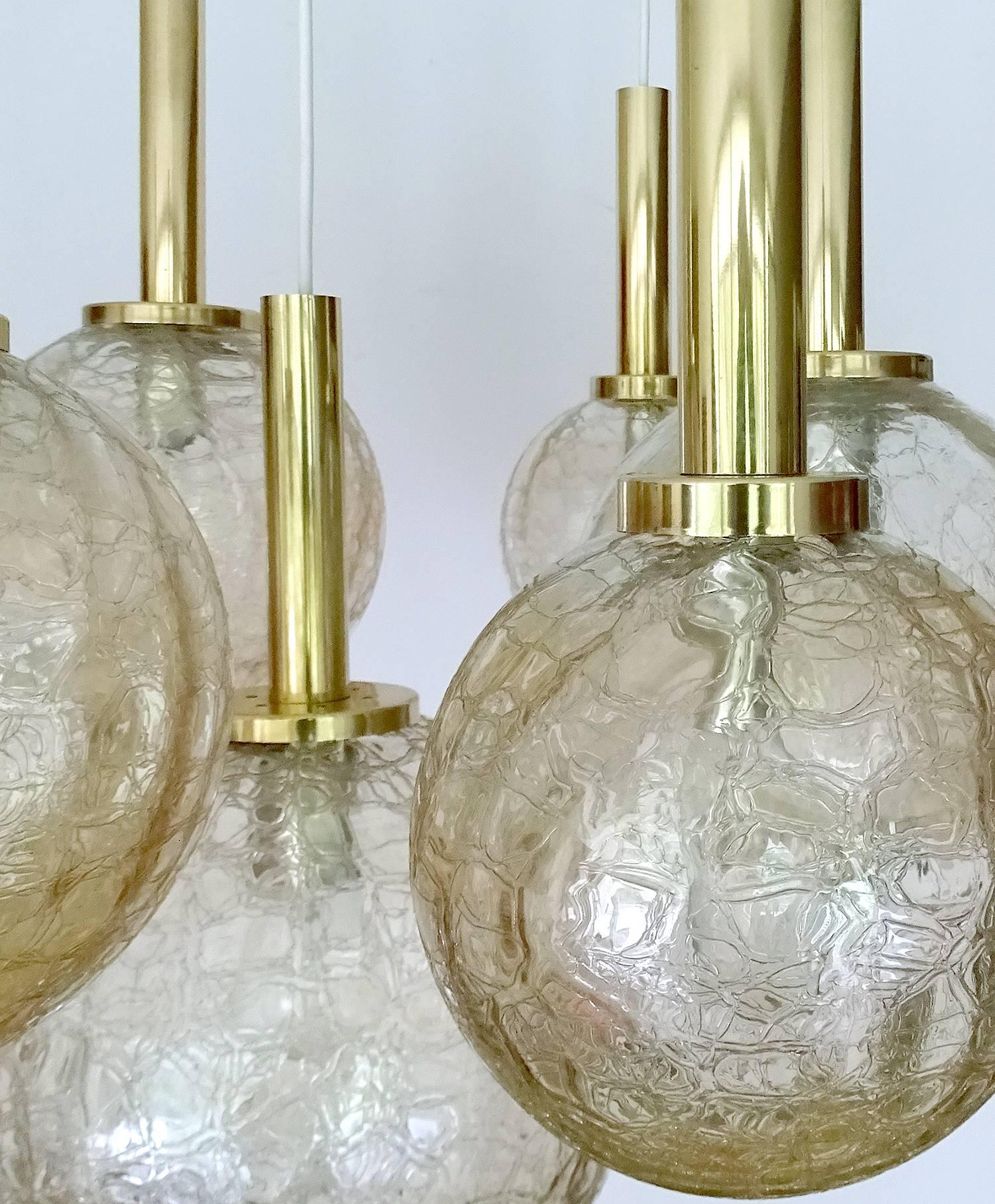  Large 7 Lights Doria  Brass Glass Globes Chandelier Pendant Light   2