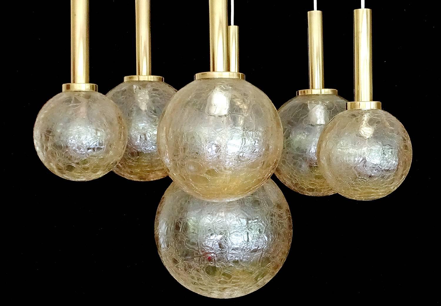  Large 7 Lights Doria  Brass Glass Globes Chandelier Pendant Light   1