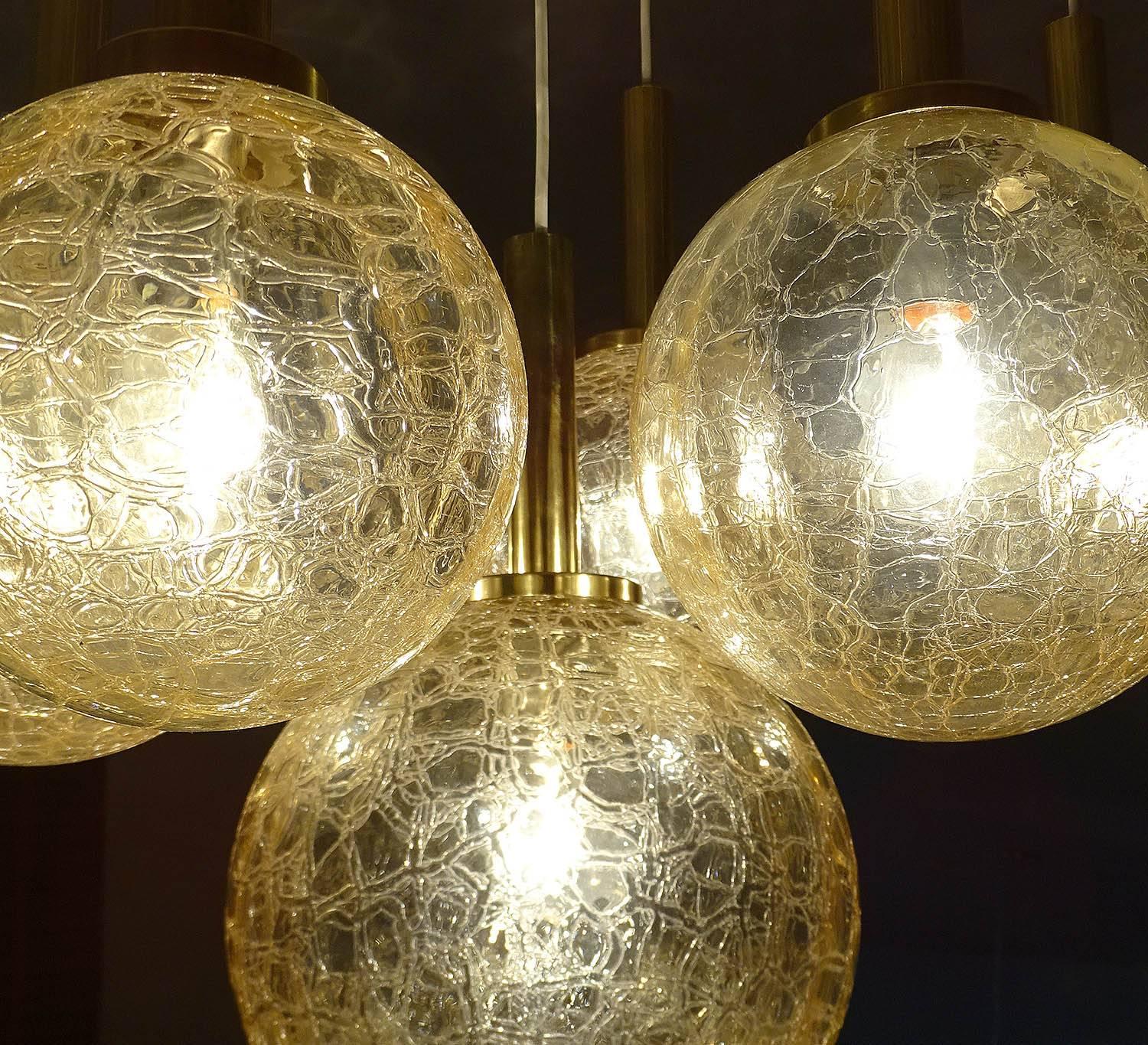  Large 7 Lights Doria  Brass Glass Globes Chandelier Pendant Light   3