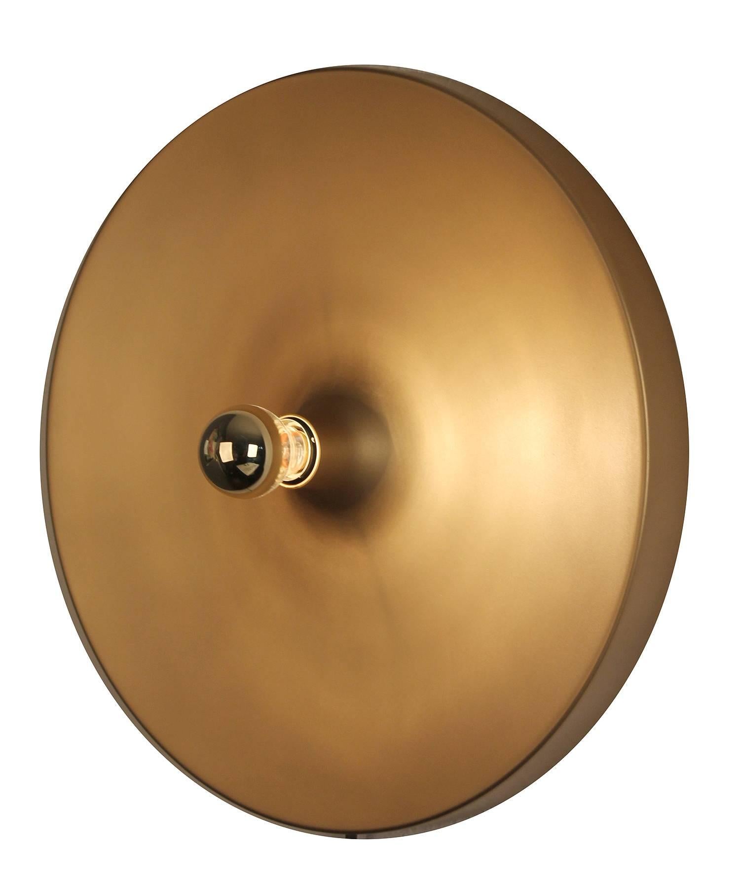 German Large Architectonic MidCentury Disc Sconce Wall Light,  Bronze Finish, 1960s For Sale