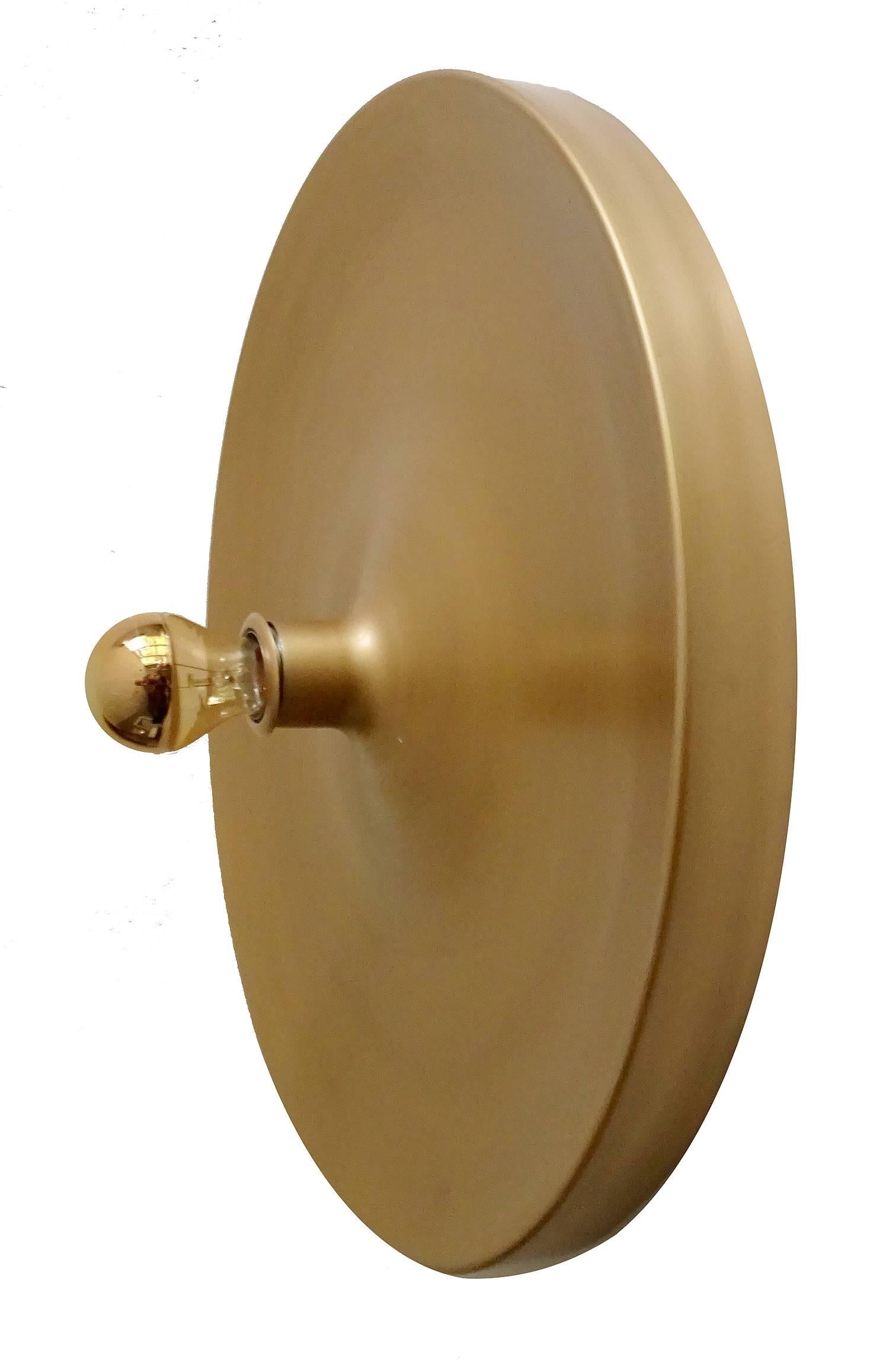 Mid-20th Century Large Architectonic MidCentury Disc Sconce Wall Light,  Bronze Finish, 1960s For Sale