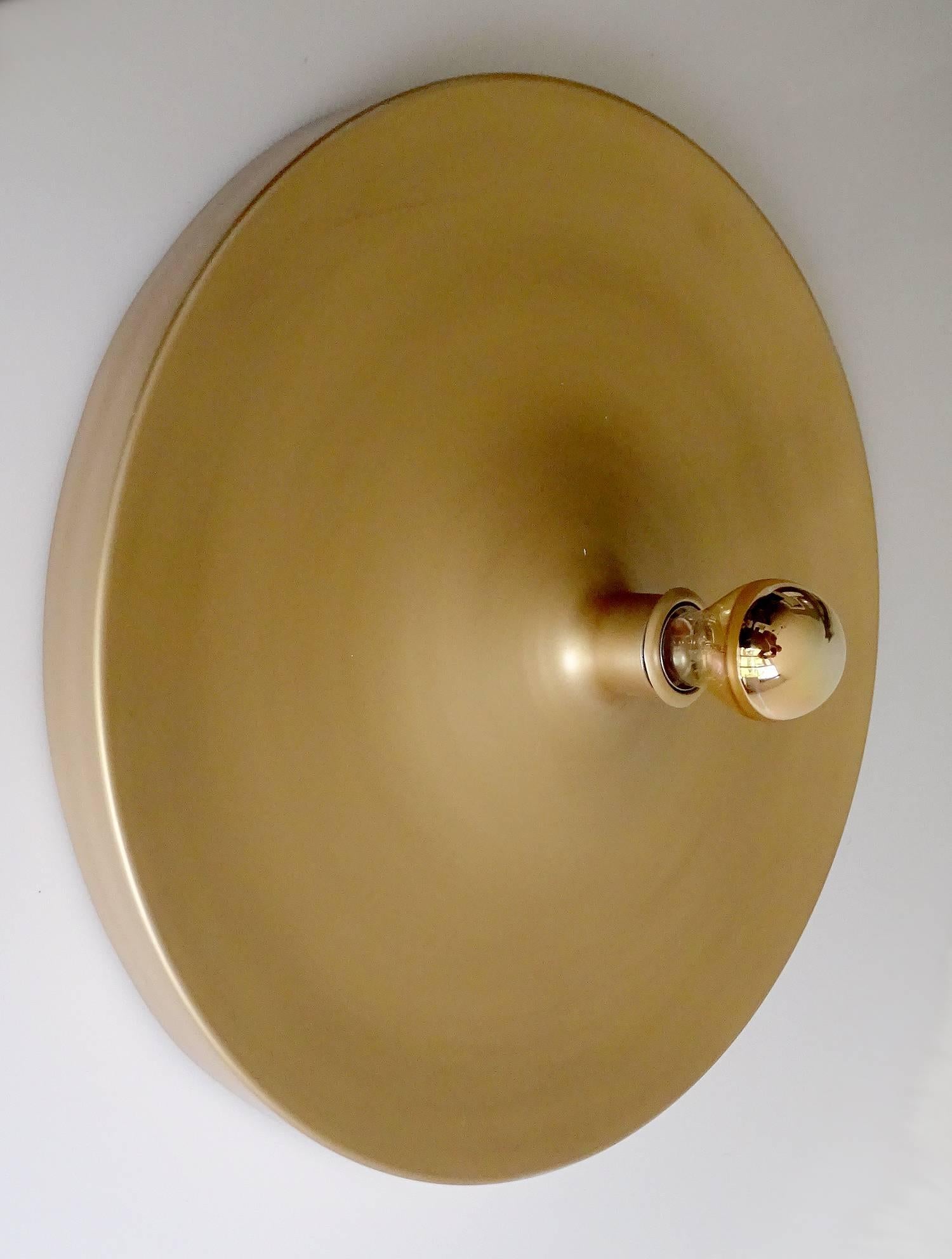 Mid-Century Modern Large Architectonic MidCentury Disc Sconce Wall Light,  Bronze Finish, 1960s For Sale