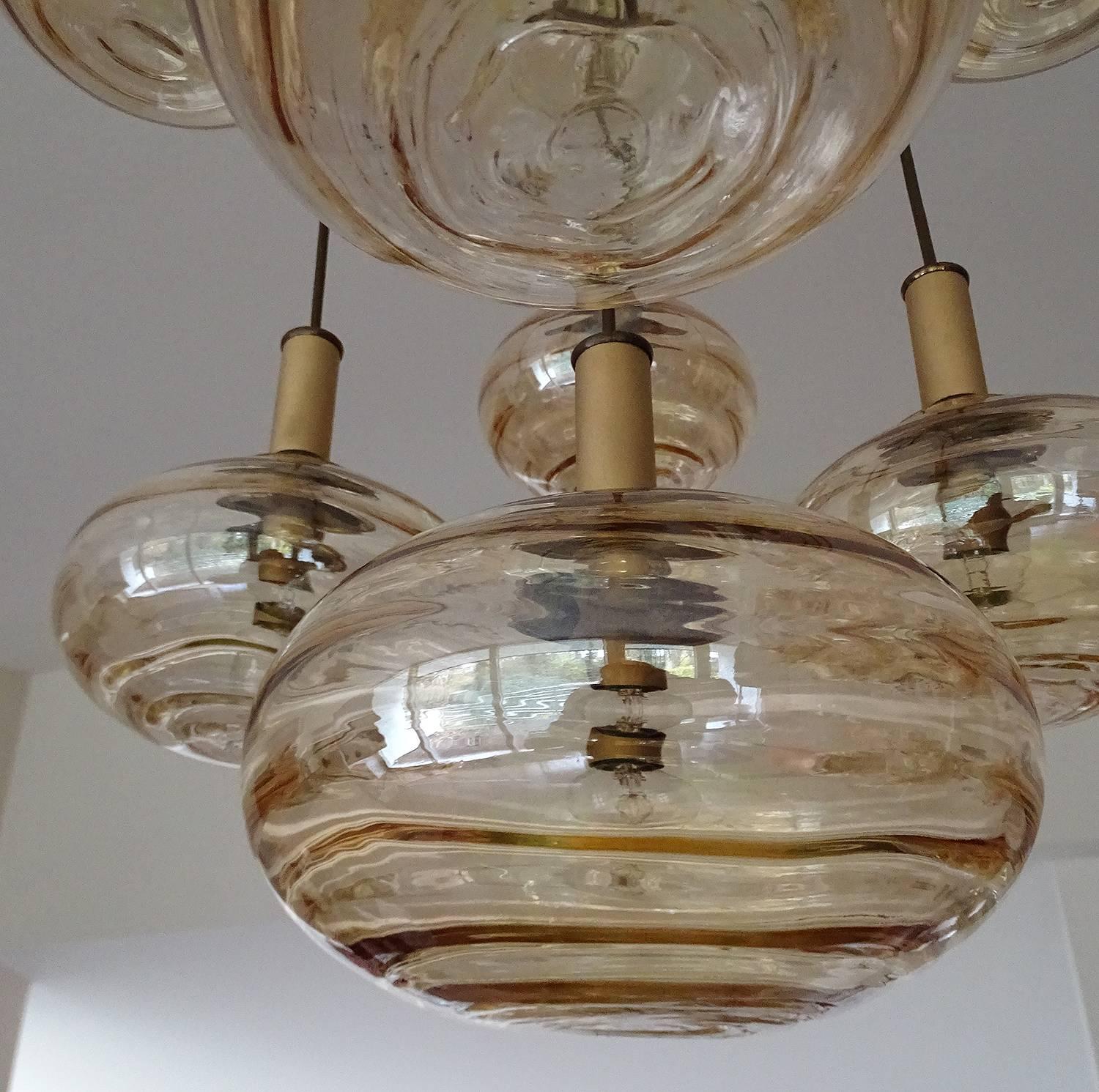 Large 7 Lights Limburg Cascade Overally  Glass Globes Brass Chandelier 3