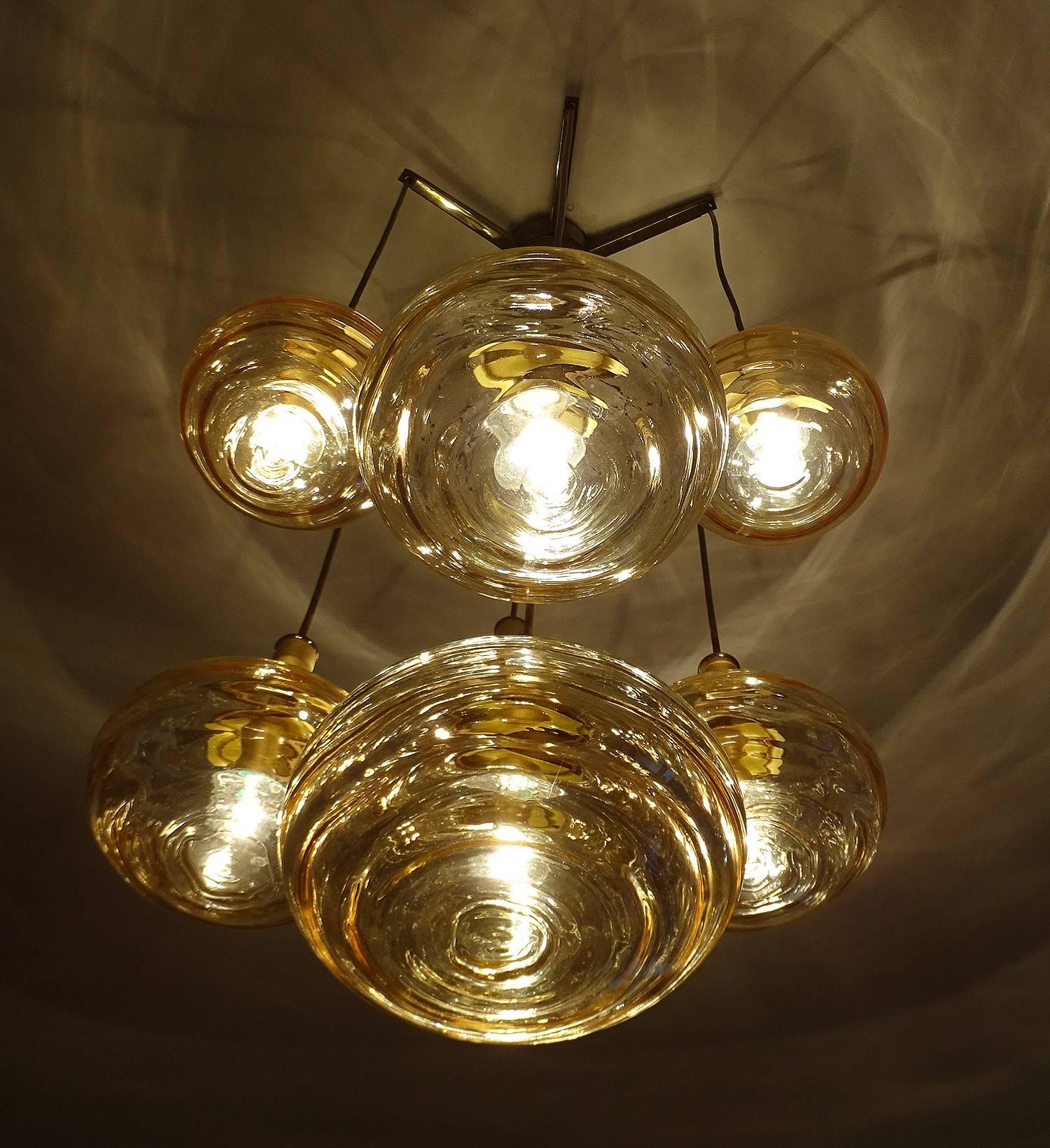 Large 7 Lights Limburg Cascade Overally  Glass Globes Brass Chandelier 2