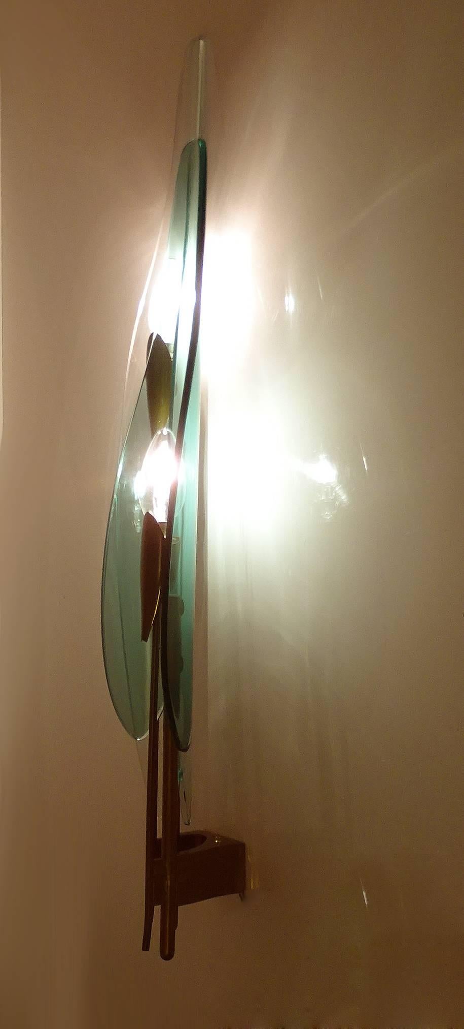 Mid-20th Century Large  Max Ingrand Murano Glass Vanity Mirror Sconce,  Gio Ponti Era