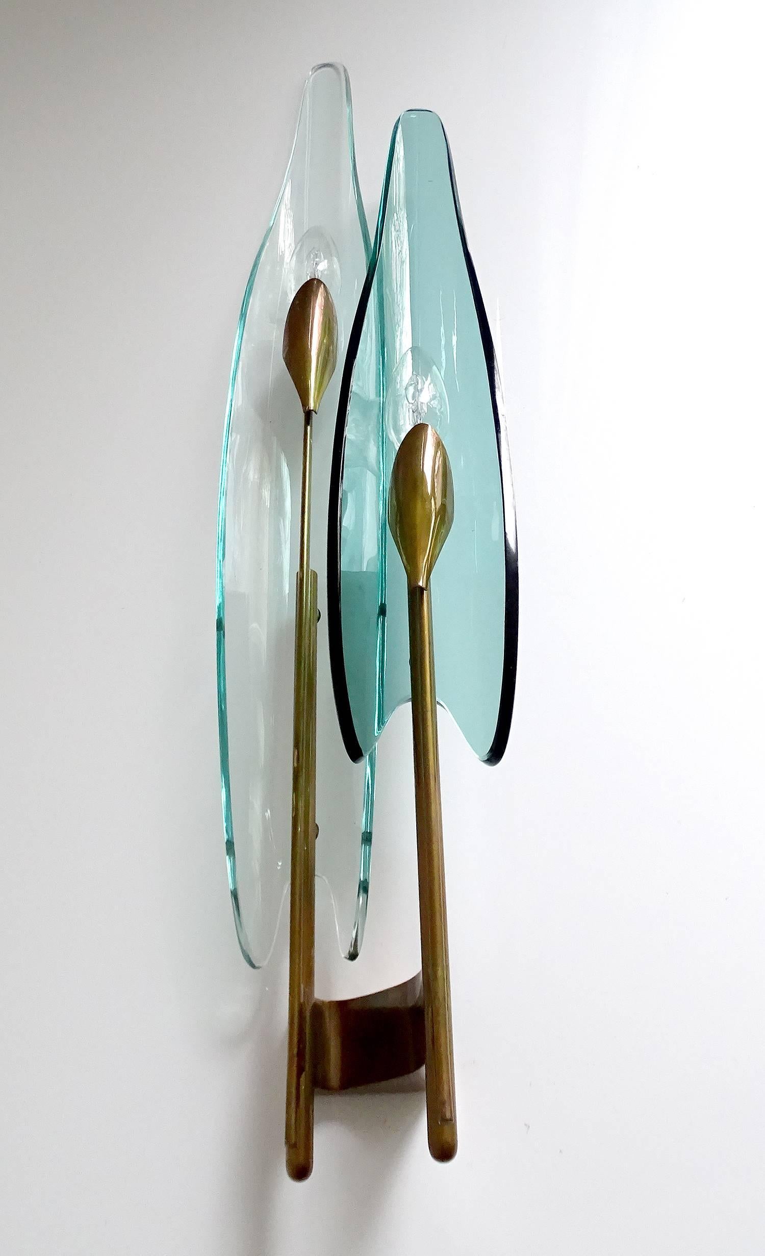 Mid-Century Modern Large  Max Ingrand Murano Glass Vanity Mirror Sconce,  Gio Ponti Era
