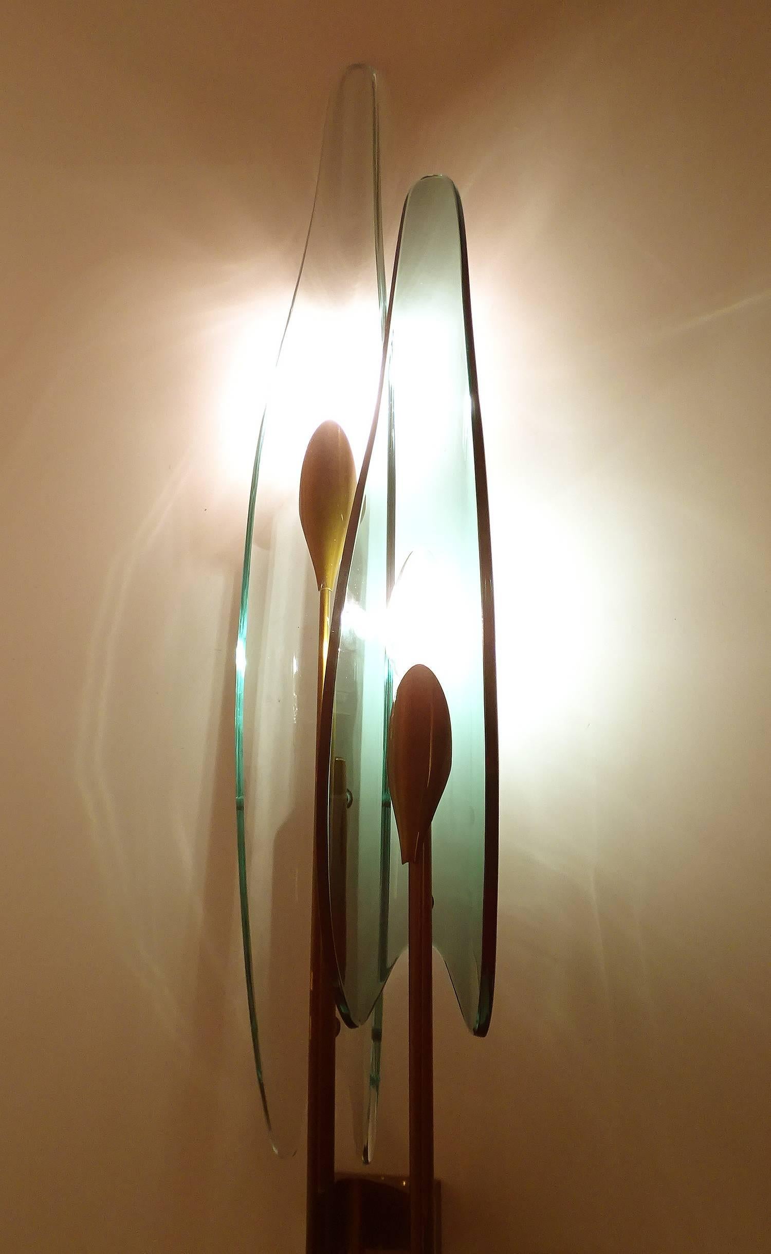 Large  Max Ingrand Murano Glass Vanity Mirror Sconce,  Gio Ponti Era 2