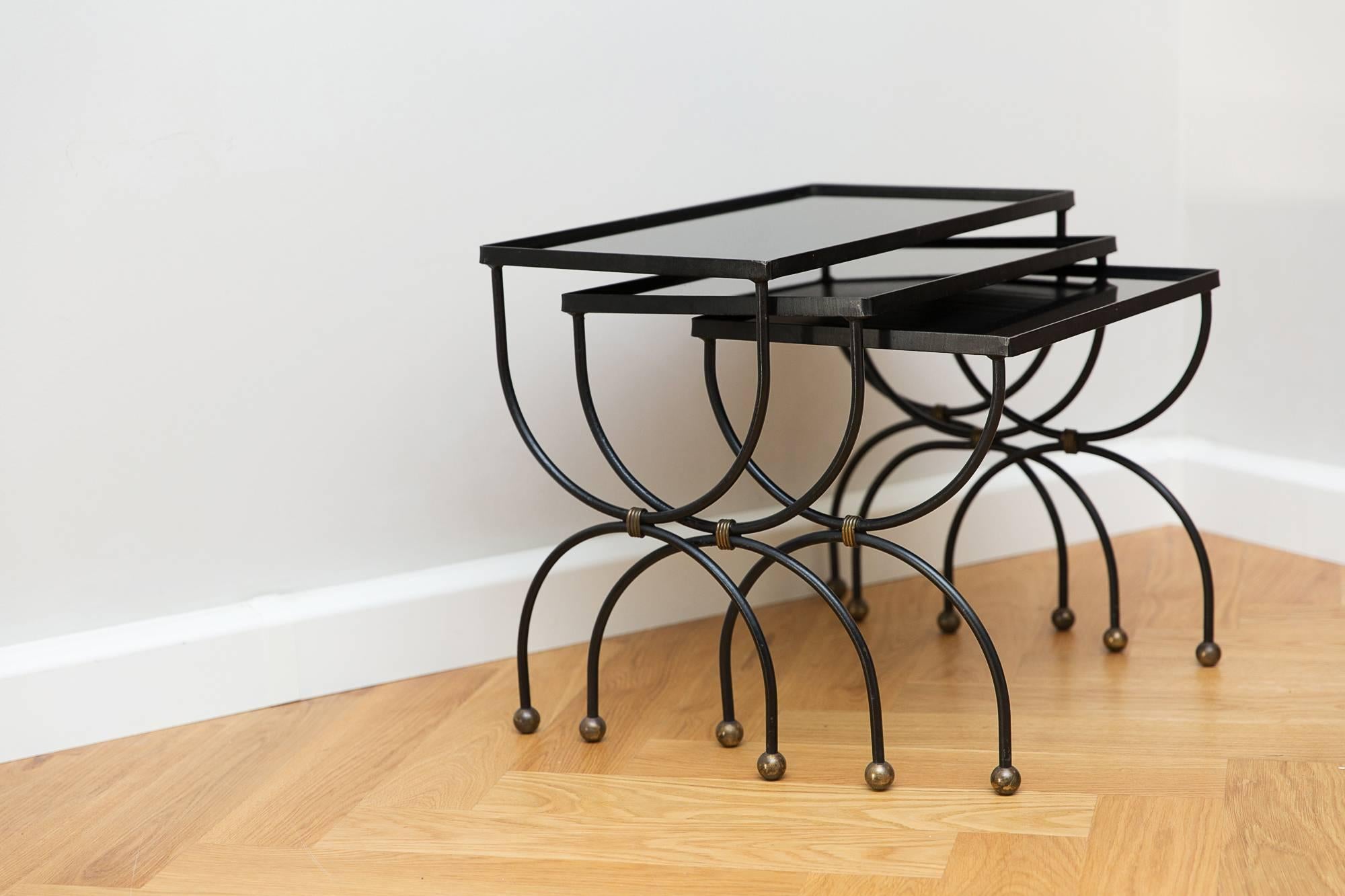 Mid-Century Modern Set of Three Side Tables, France, circa 1950 For Sale