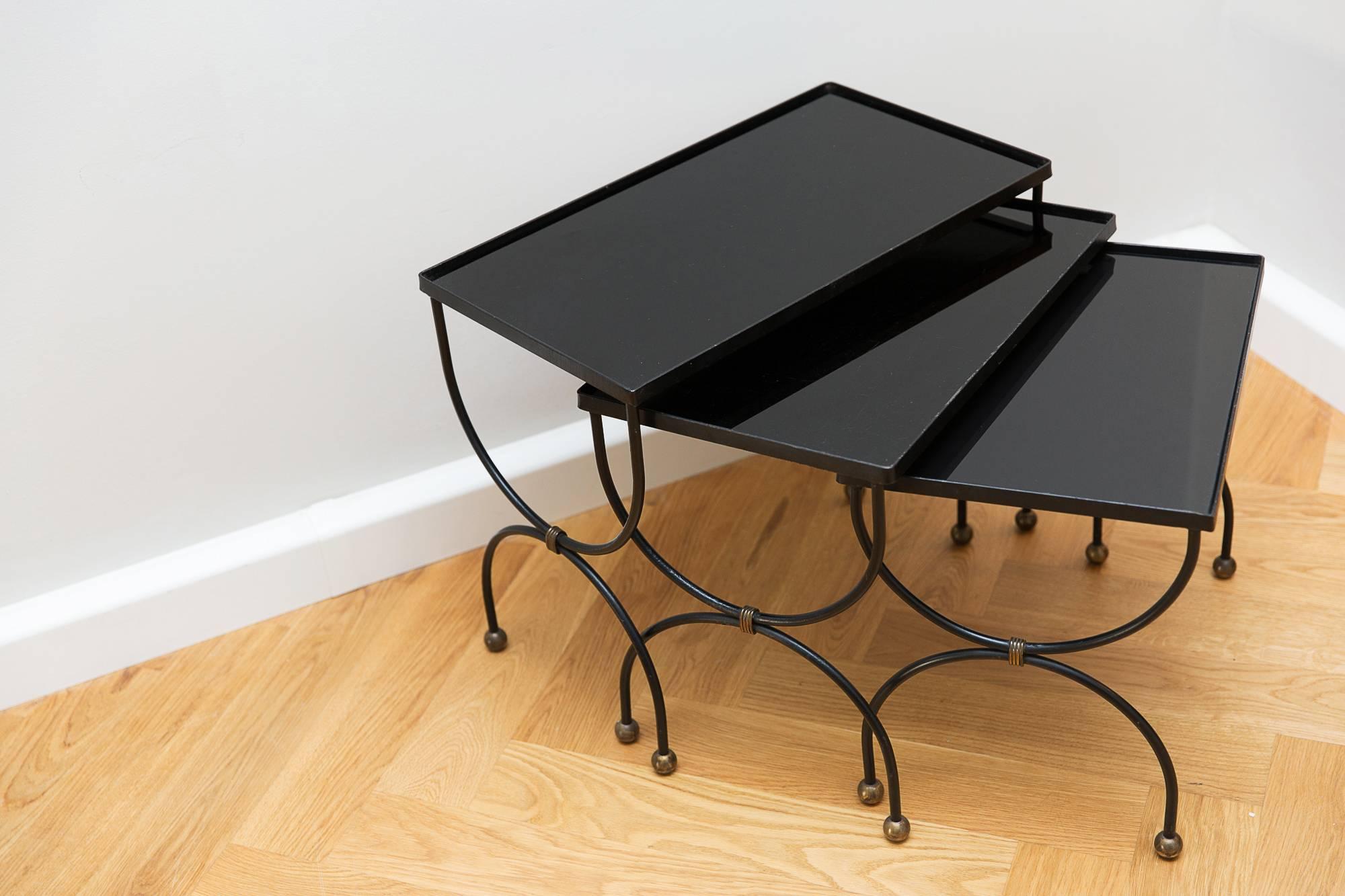 Italian Set of Three Side Tables, France, circa 1950 For Sale