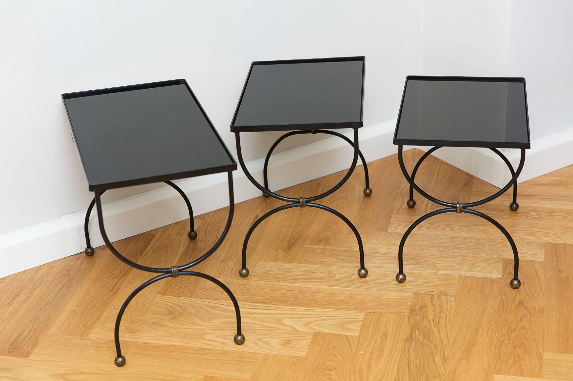 Set of Three Side Tables, France, circa 1950 For Sale 1