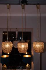Set of Three Ceiling Lamps by Rupert Nikoll, Vienna, circa 1950