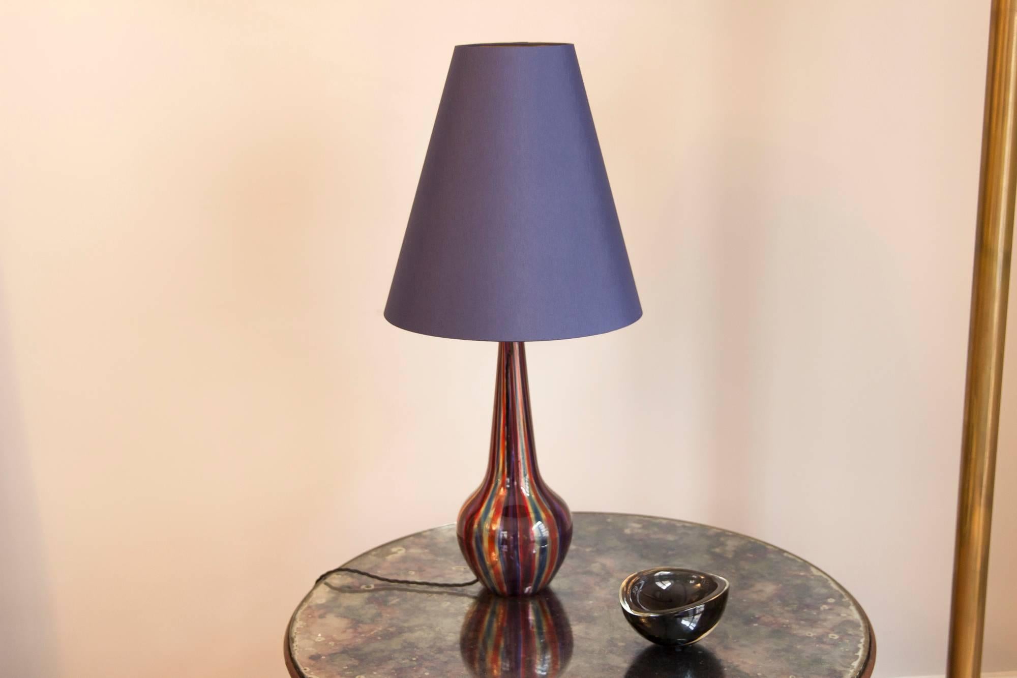 Brass Table Lamp by Barovier & Toso, Italy, circa 1950 For Sale