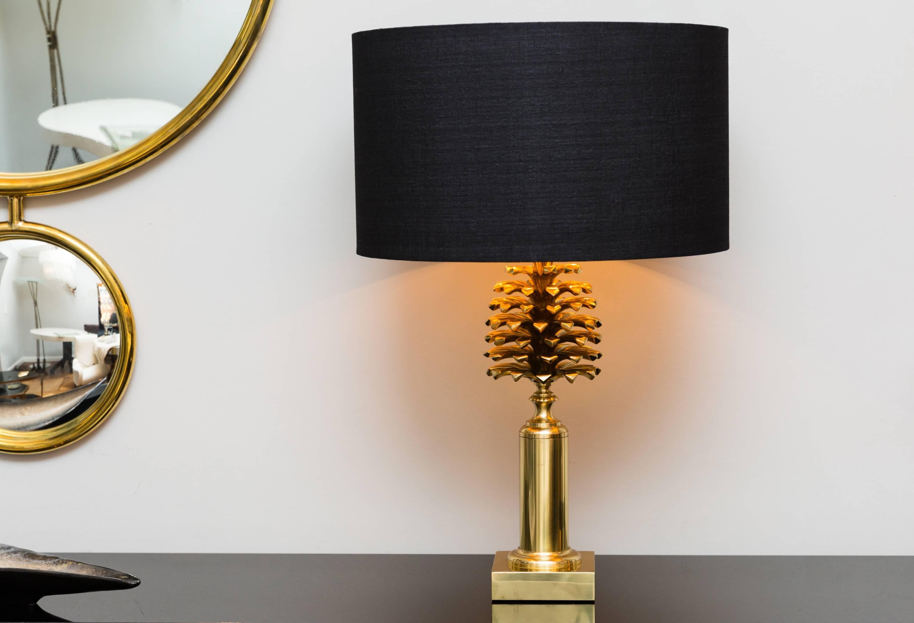 Brass table lamp by Maison Charles, France, circa 1970, 