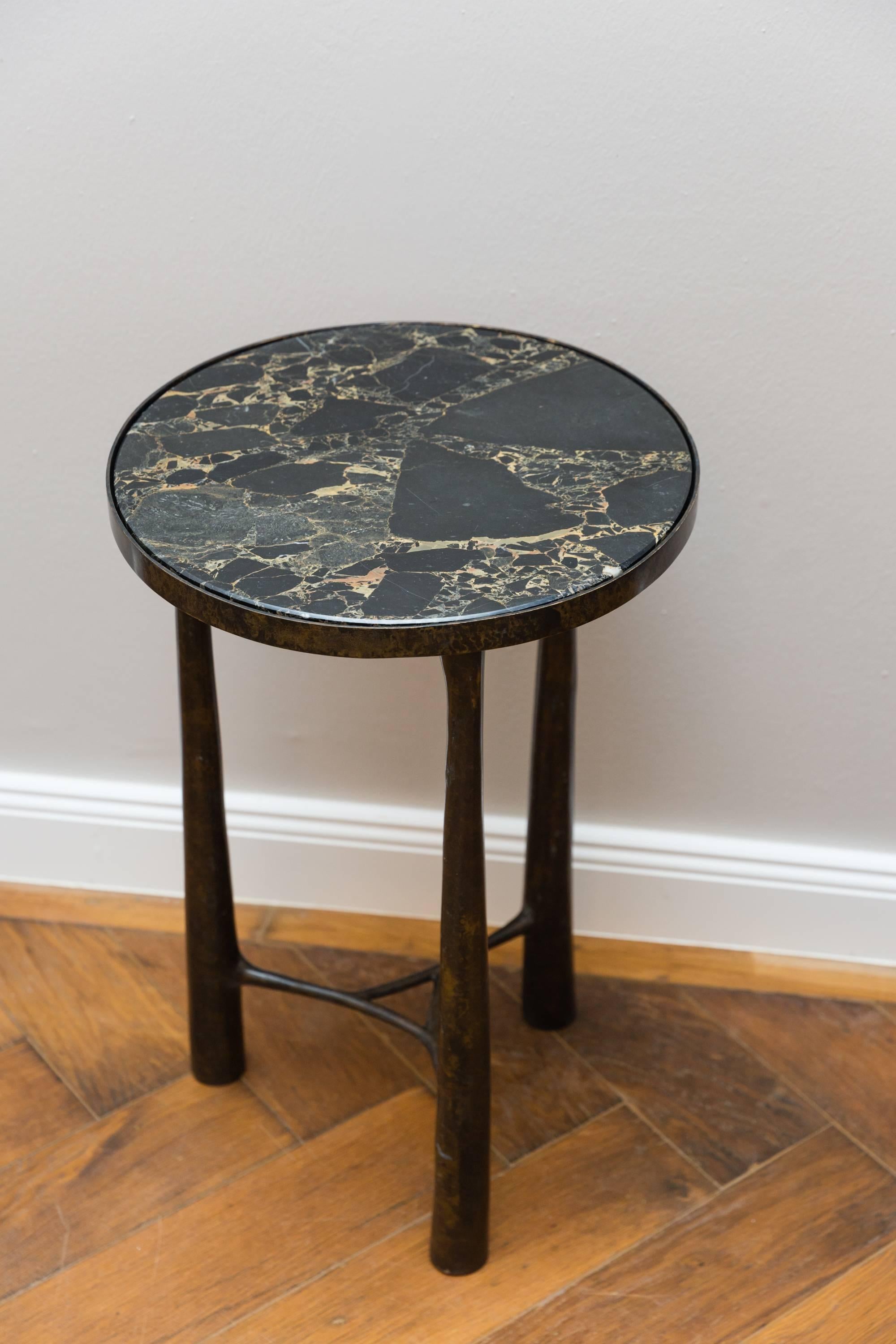 Modern Side Table Bronze and Marble For Sale