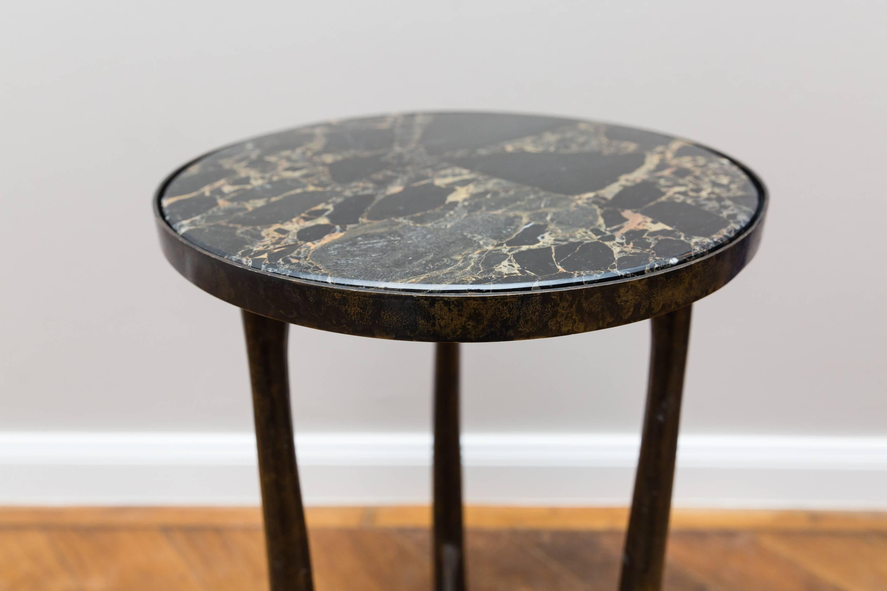 Contemporary Side Table Bronze and Marble For Sale