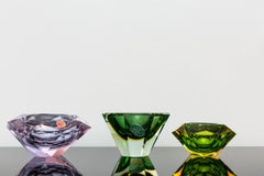 Set of Three Faceted Murano Glass Bowls, Prod. Sommerso