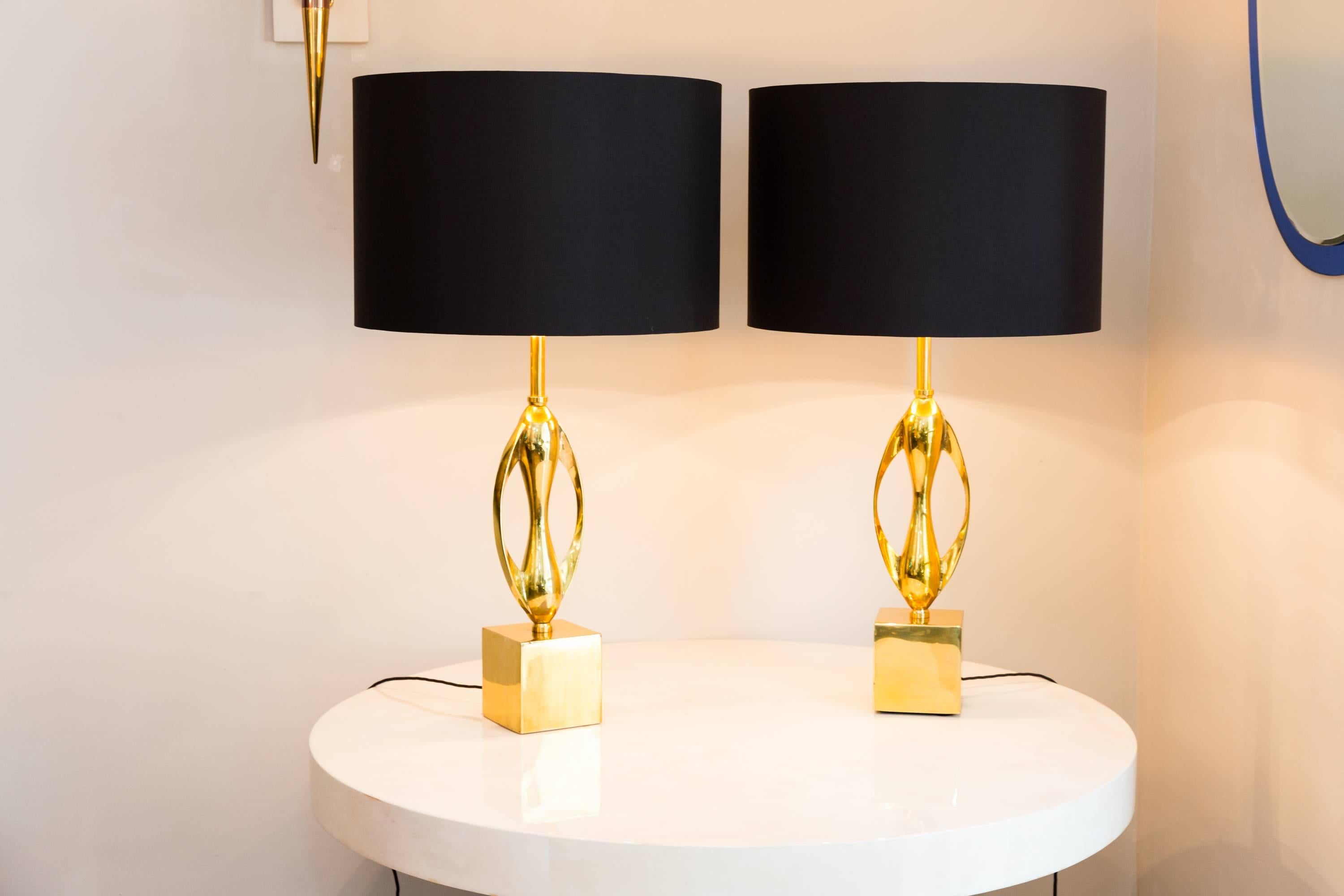 French Pair of Table Lamps by Maison Charles, France, circa 1970 For Sale