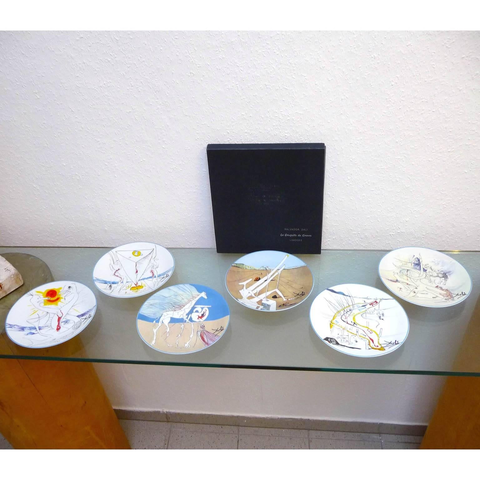 Six porcelain plates edited by Limoges in a limited edition of 4000, after 
Salvador Dali's 