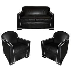 Genuine Sofa and Pair of Armchairs Attributed to Pierre Chareau 2