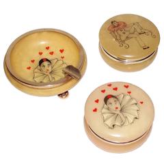 Vintage Alabaster Jewelry Boxes and Ashtray