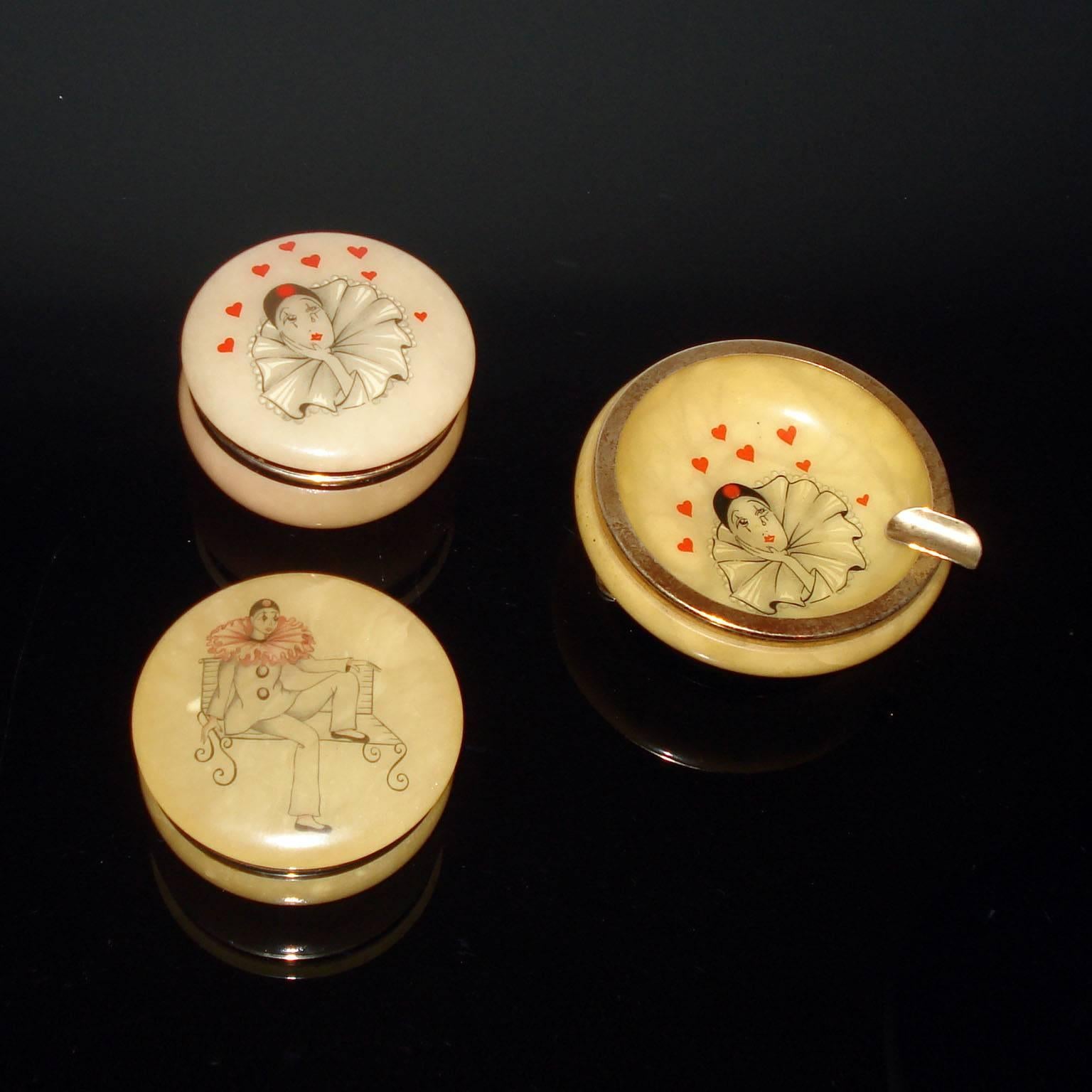 Alabaster Jewelry Boxes and Ashtray In Good Condition In Bochum, NRW