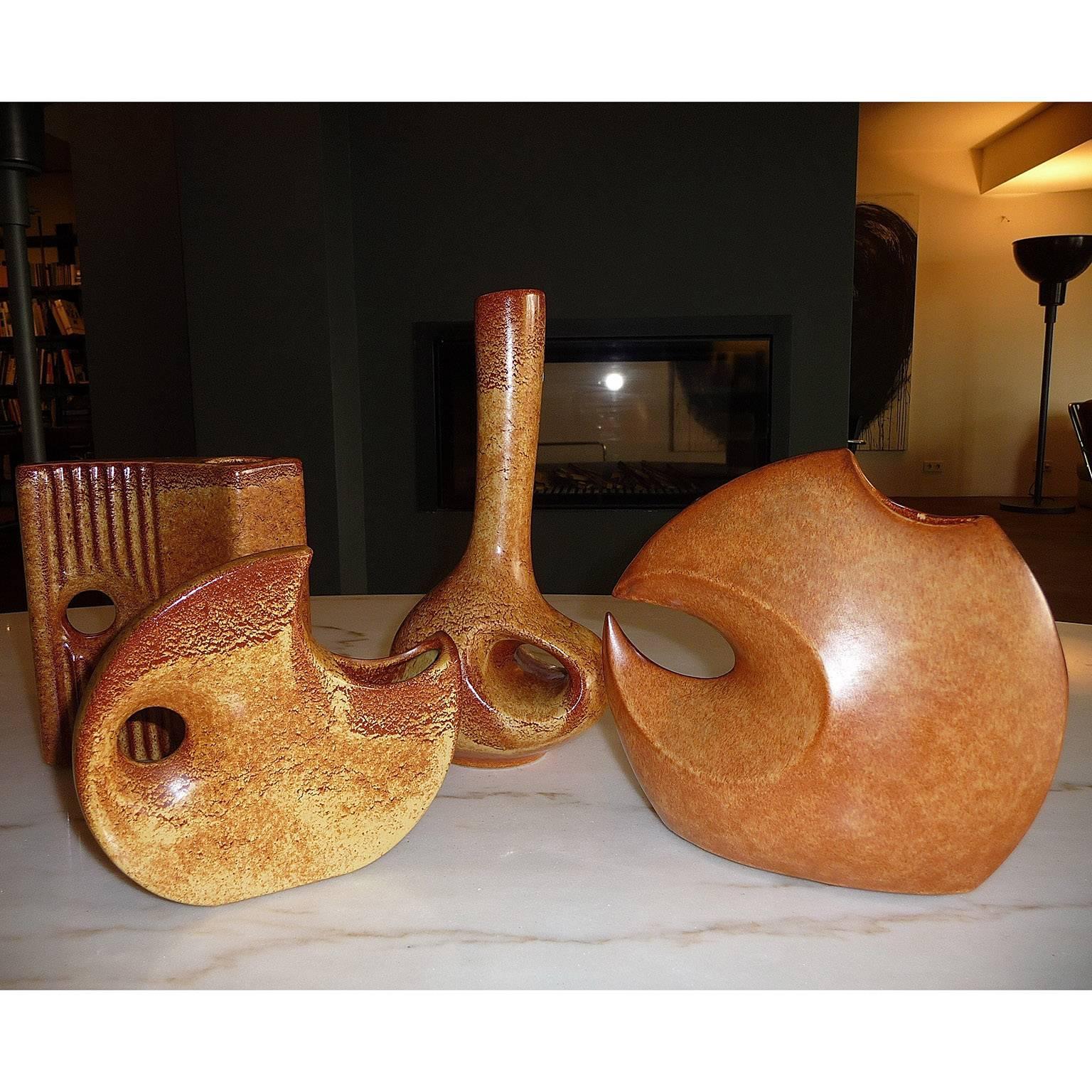Mid-Century Modern Collection of Ceramic Bertoncello Sculptural Vases