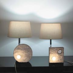 Carved Stone Italian Table Lamps in the Style of Mangiarotti