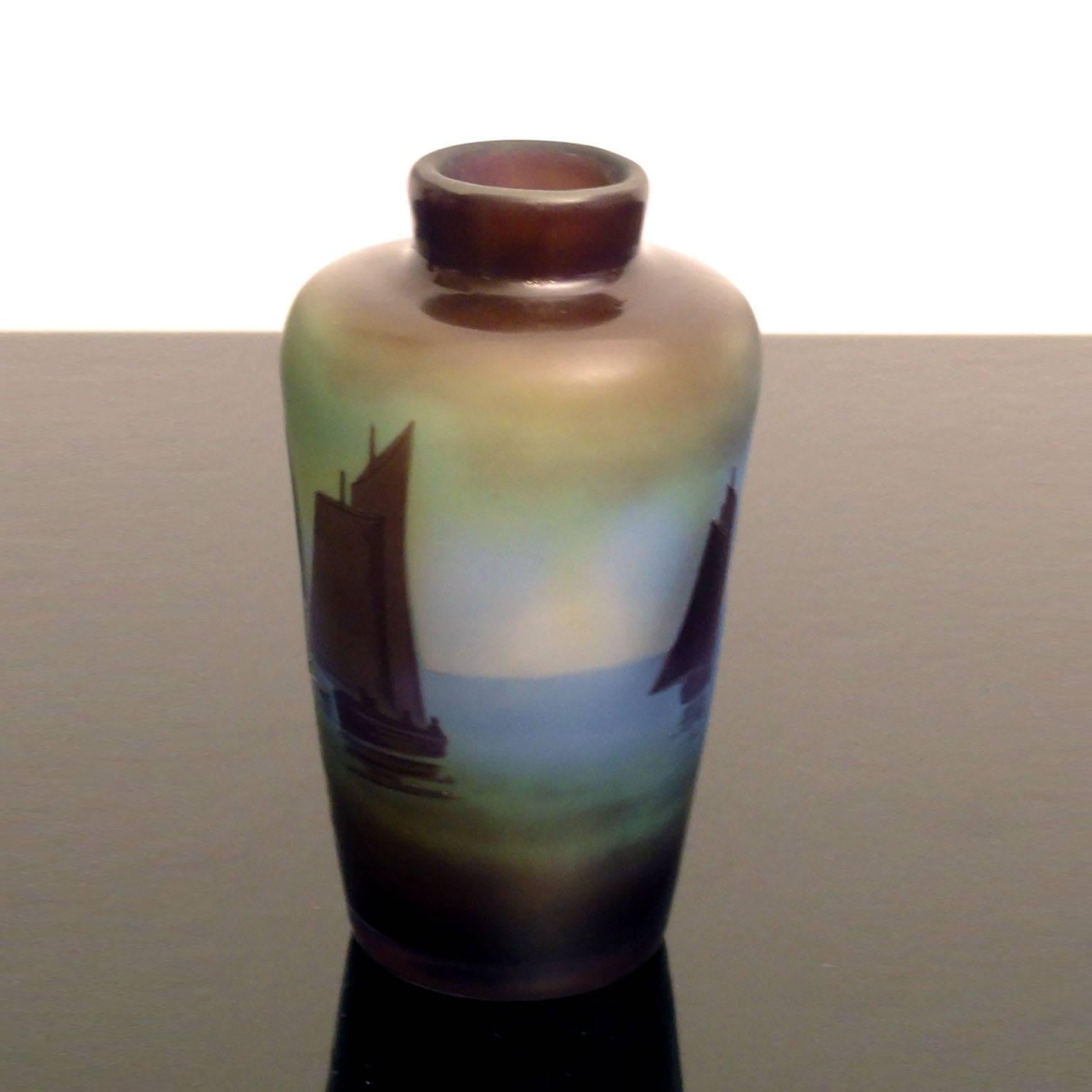 Very Rare Art Nouveau Scenic Vase by Emile Galle In Excellent Condition In Bochum, NRW