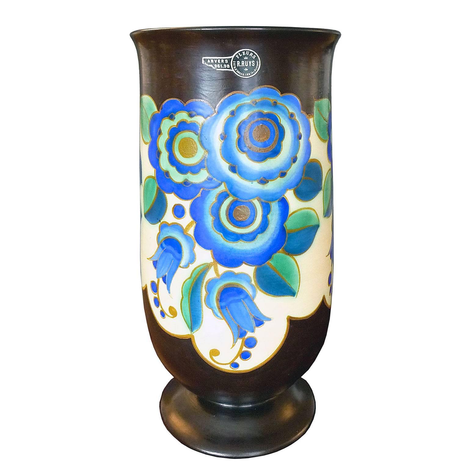 Art Deco Ceramic Vase by Keramis, Belgium