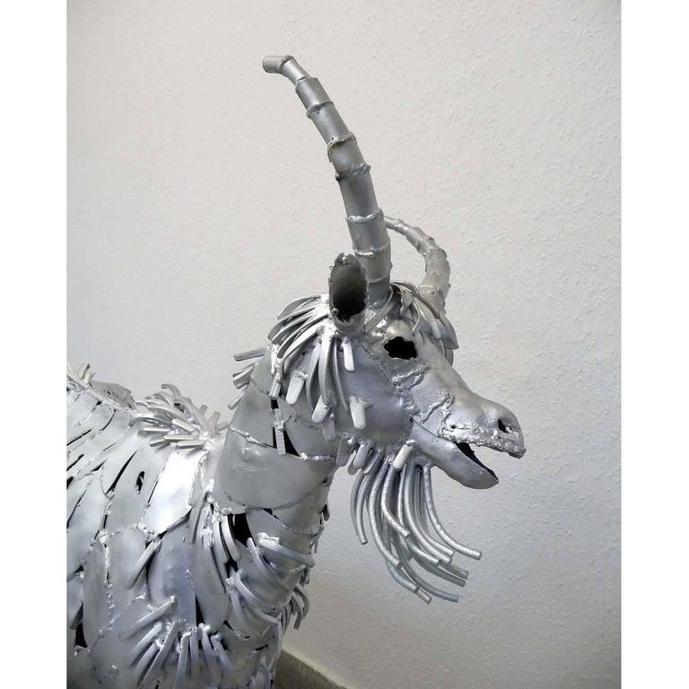 Unique Piece Sculpture Metal Goat by Veikko Haukkavaara, Finland, 1979