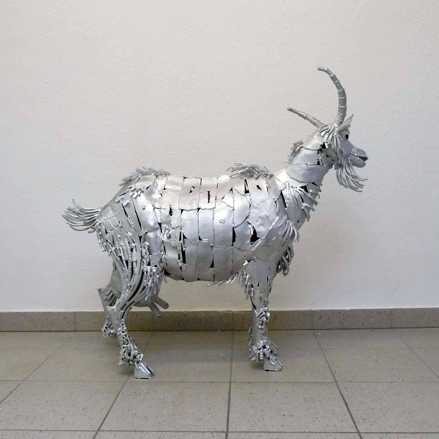 Unique Piece Sculpture Metal Goat by Veikko Haukkavaara, Finland, 1979 1