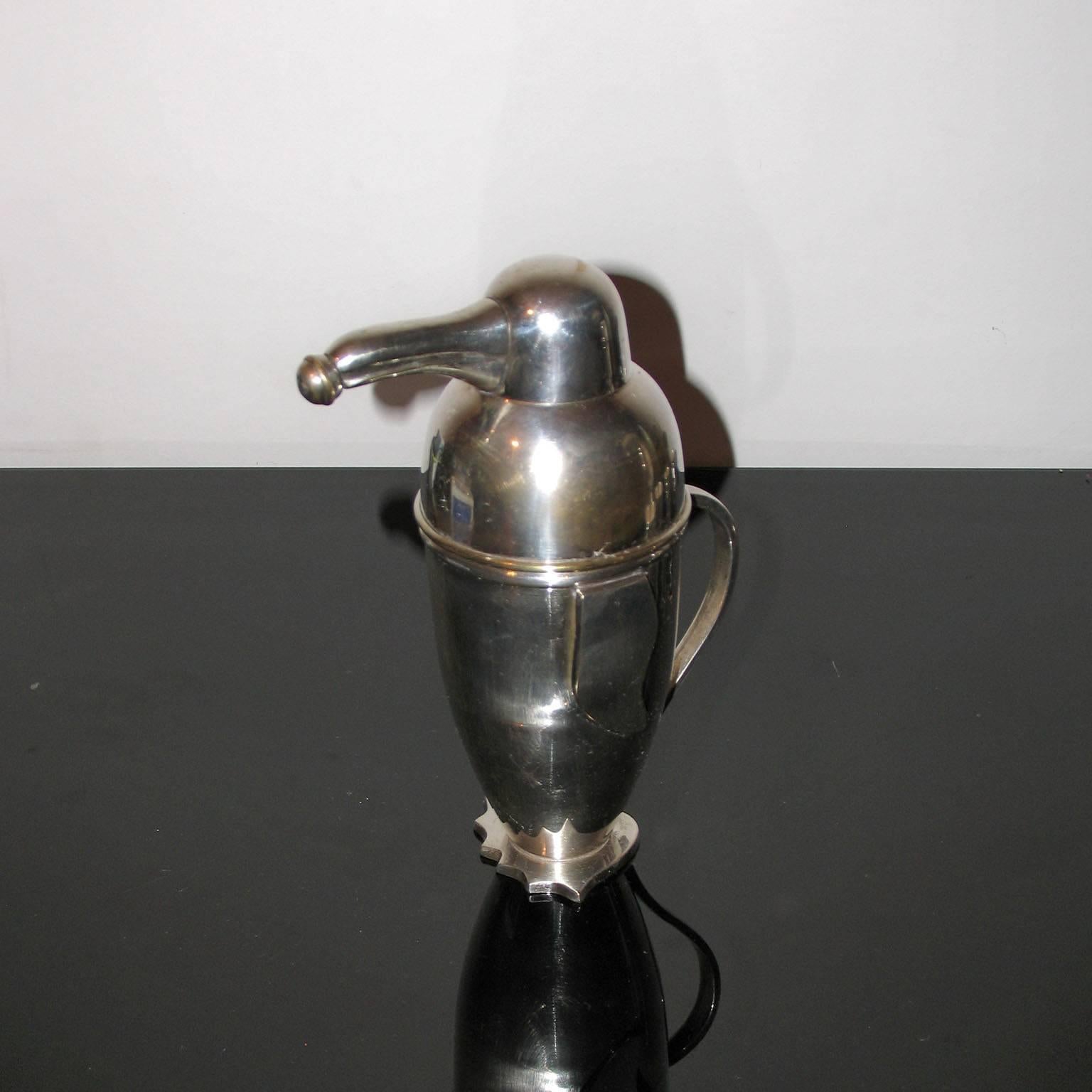 Plated Art Deco Silvered Cocktail Shaker Penguin in the Style of Napier
