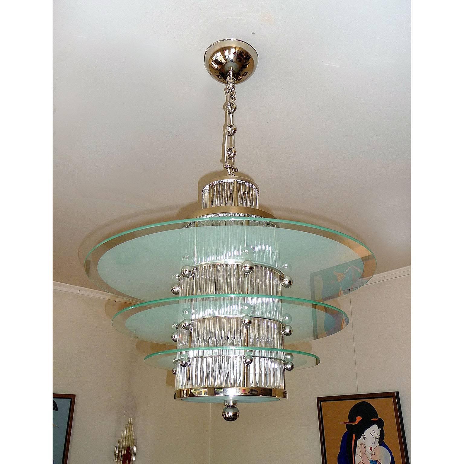 French Art Deco Ceiling Light by Atelier Petitot