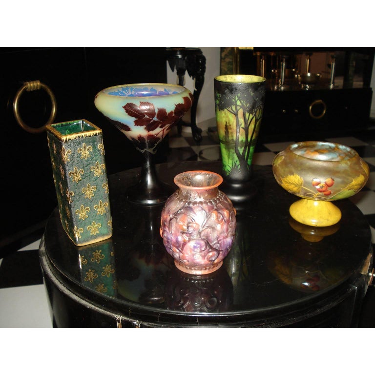 Daum Nancy Cameo Glass Fleur De Lis Vase For Sale At 1stdibs