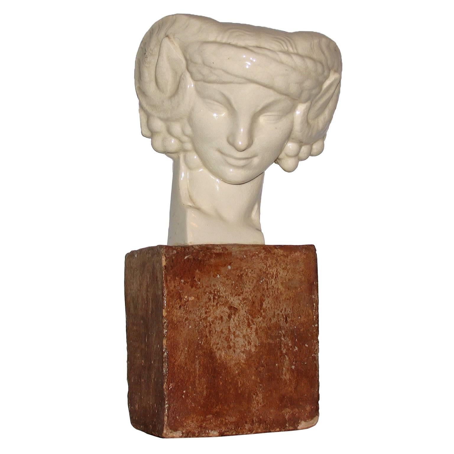 Faun Head Ceramic Sculpture by Foucault