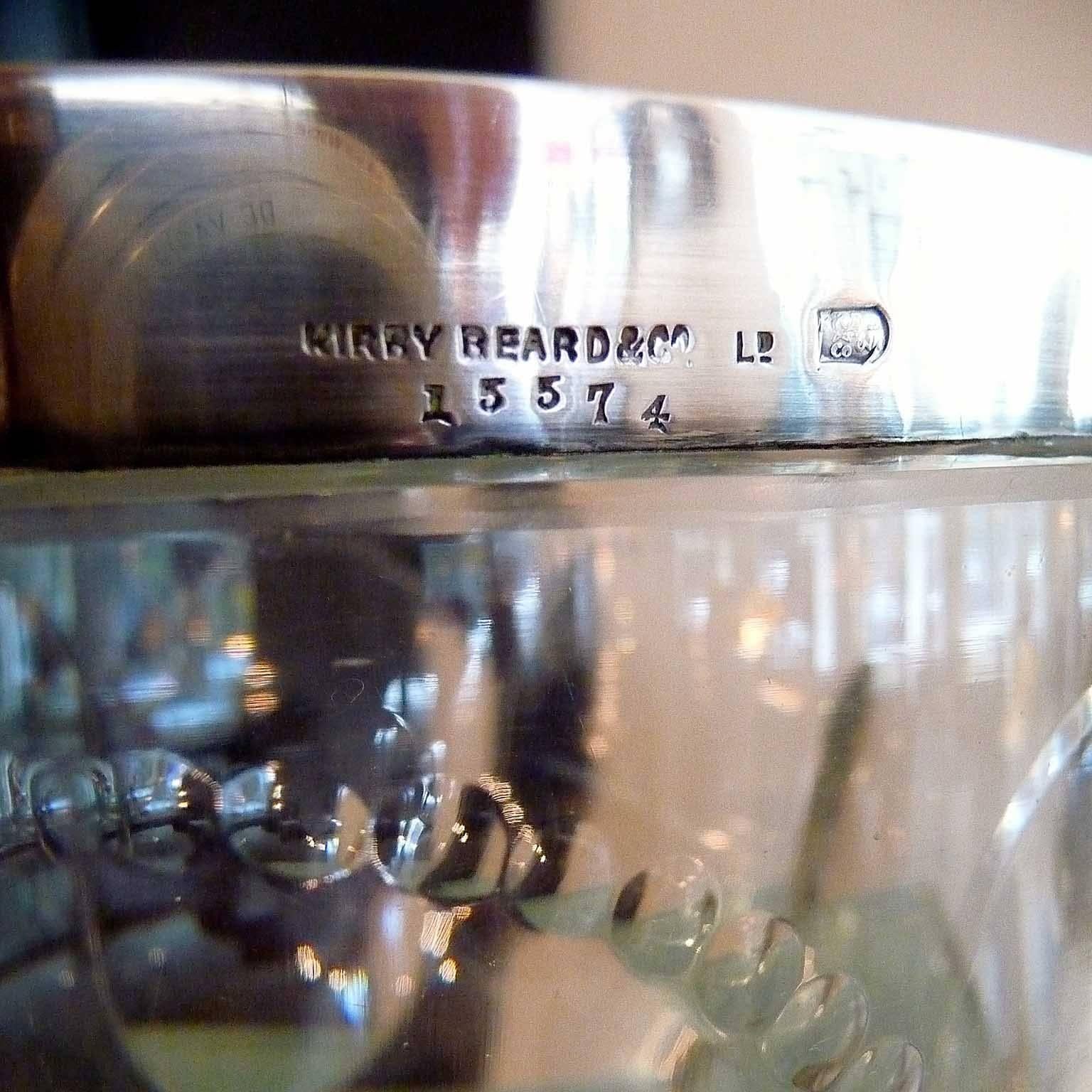 Große facettierte Art-Déco-Kristallschale mit versilbertem Rahmen von Kirby Beard and Co. im Angebot 5