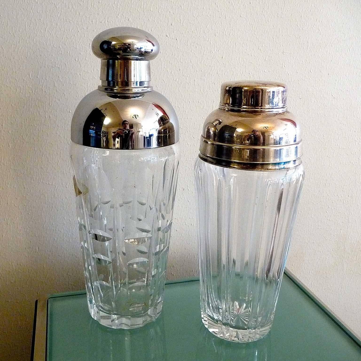 Silvered Art Deco Crystal Cocktail Shaker