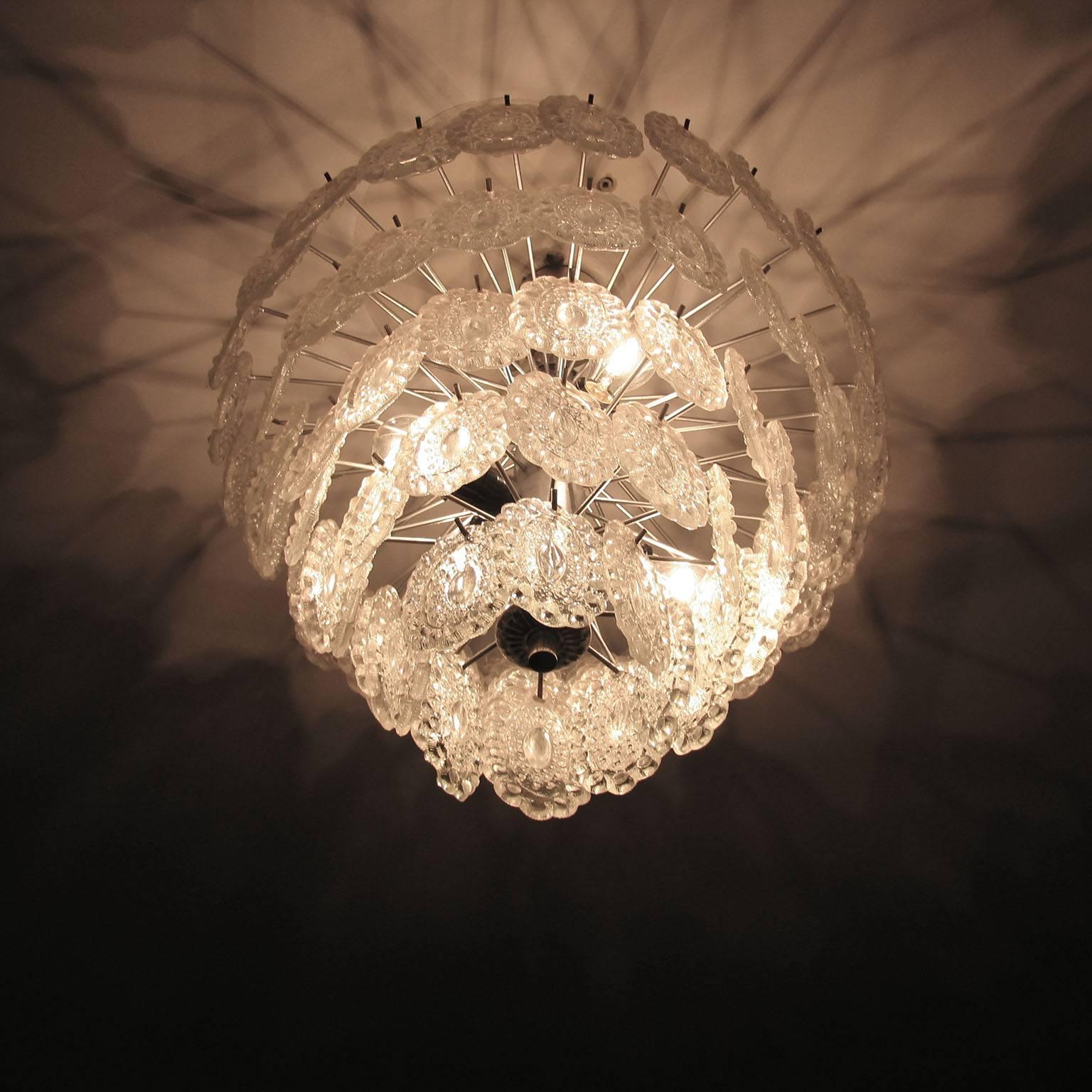 European Crystal Glass Midcentury Chandelier