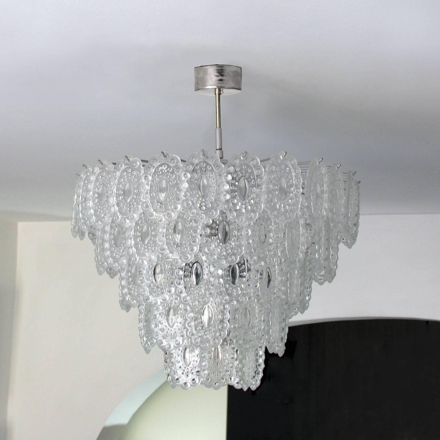 Painted Crystal Glass Midcentury Chandelier